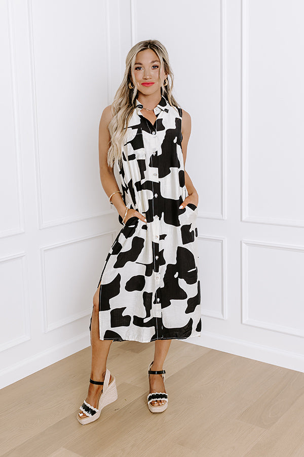 Premium Art Gallery Meet Up Button Down Midi Dress