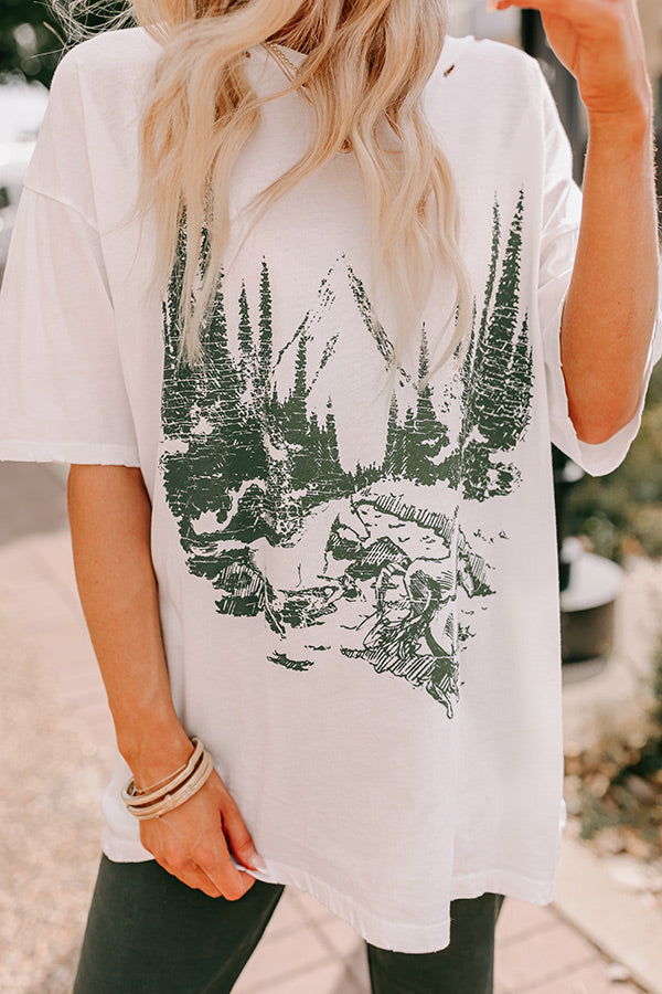 Premium Mustang Mountain Distressed Oversized Graphic Tee