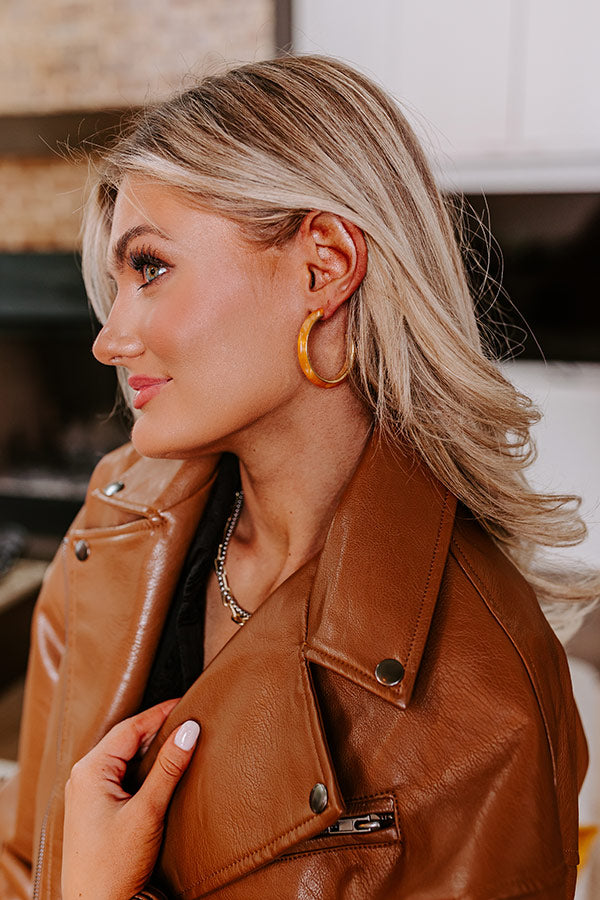 Premium Take A Walk Hoop Earrings - Vibrant Orange