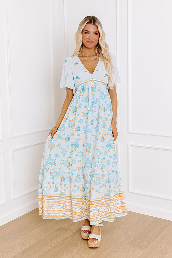 Premium Breezy Blossom Embroidered Maxi Dress