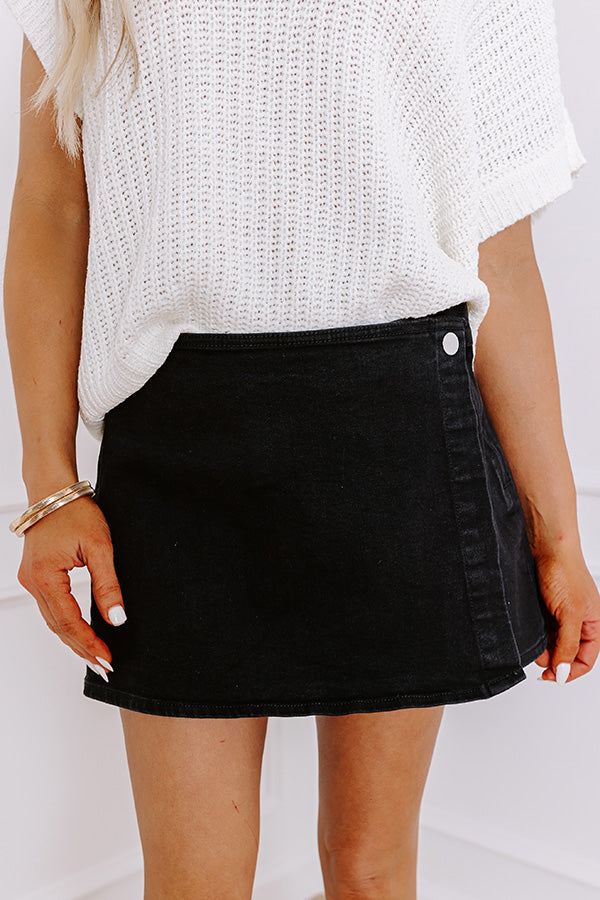 The Olivia Premium Denim Skort - Ultimate Black