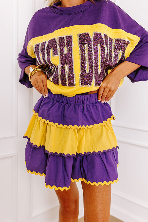 Ultimate Game Day High Waist Tiered Mini Skirt - Purple