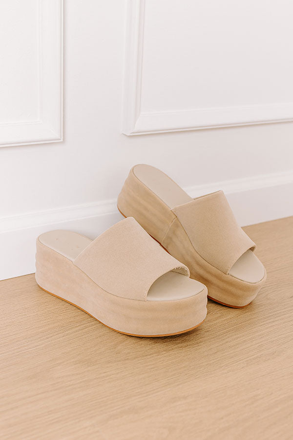 Premium Josephine Faux Suede Platform Sandal in Beige - Ultimate Comfort & Style