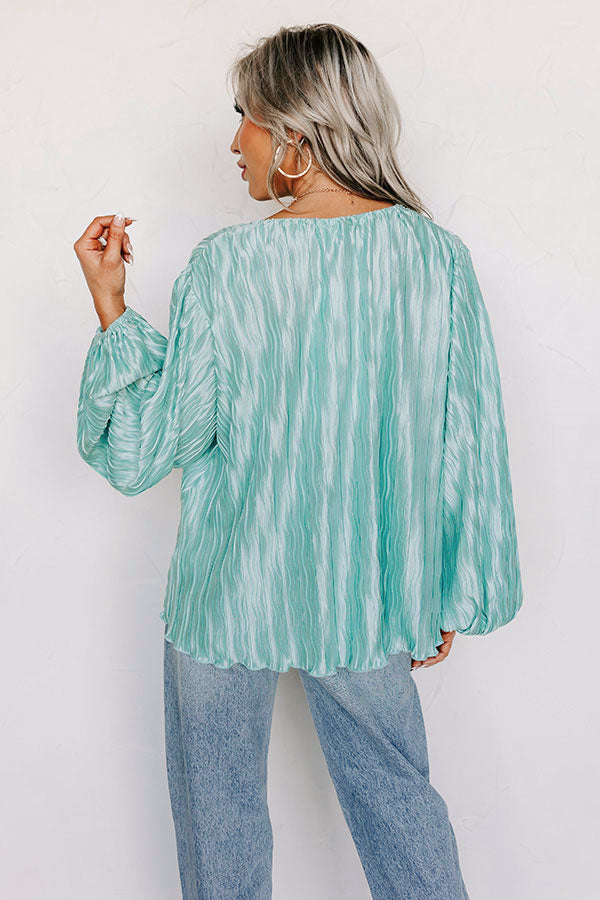 Ultimate Aqua Pleated Shift Top - Premium Statement Piece