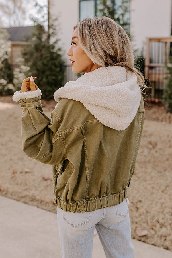 Premium Sherpa-Lined Denim Jacket in Olive - Ultimate Fall Style