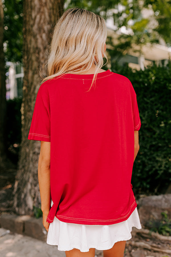 Premium Field Day Letter Patch Tee - Team Spirit in Red
