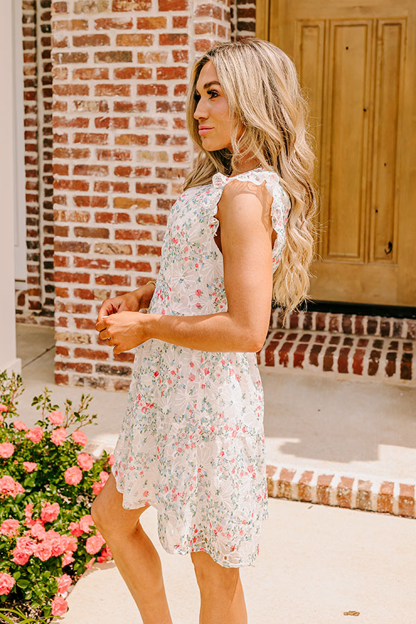 Premium English Tea Garden Embroidered Mini Dress - Summer Dream Collection