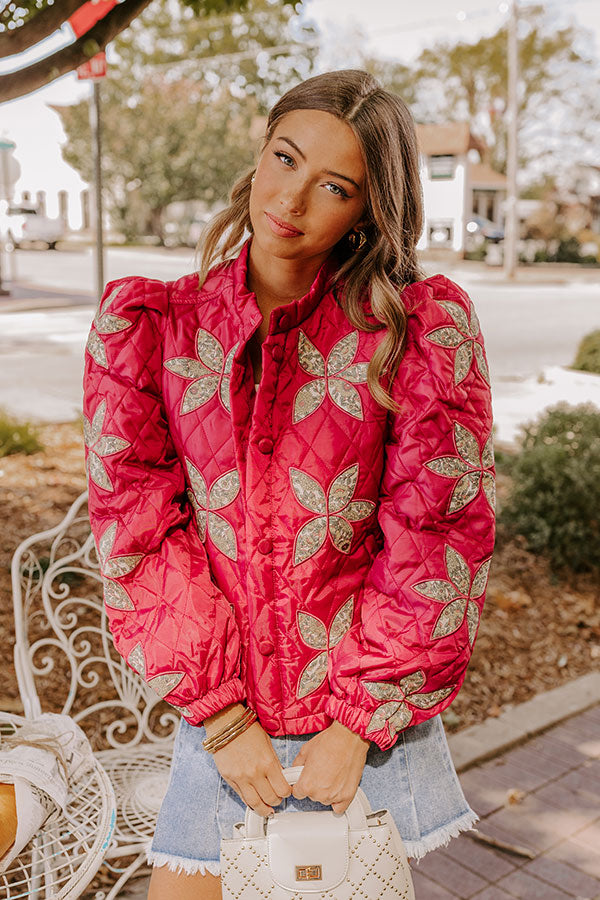 Premium Statement Maker Quilted Jacket in Sangria - Ultimate Style Upgrade