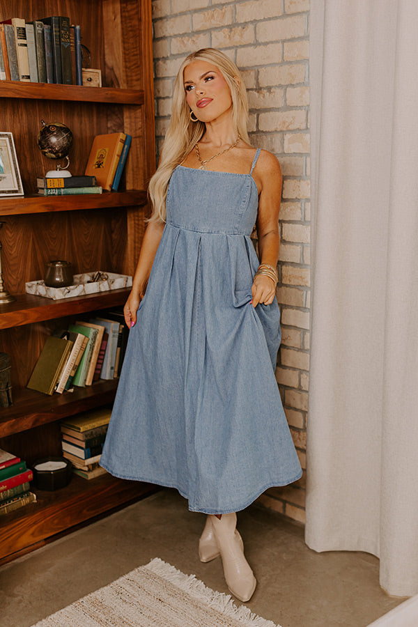 Premium Chic Stroll Denim Midi Dress