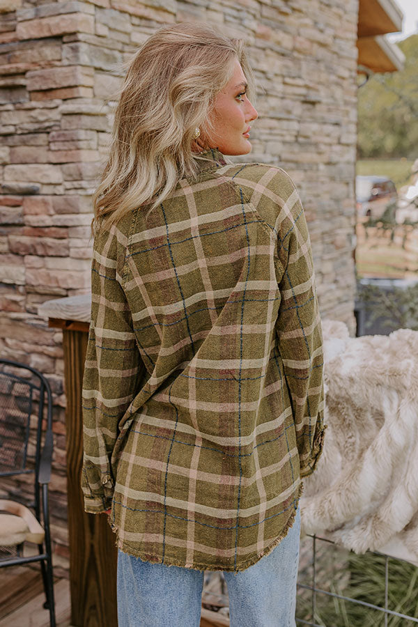 Premium Hayride Happiness Vintage Wash Plaid Tunic - Olive Edition