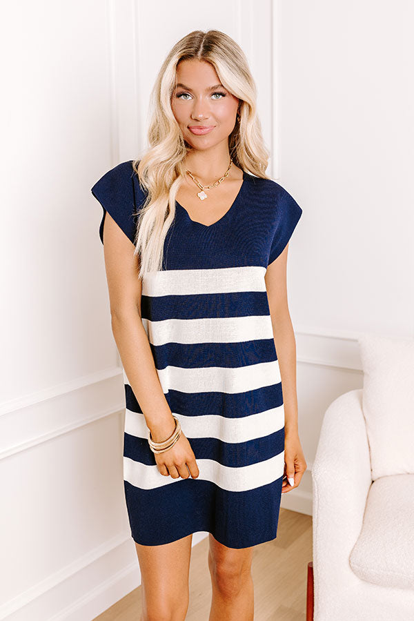 Premium Navy Knit Dress - Country Club Style