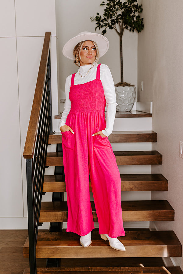 Ultimate Hot Pink Smocked Jumpsuit - Premium Style Statement