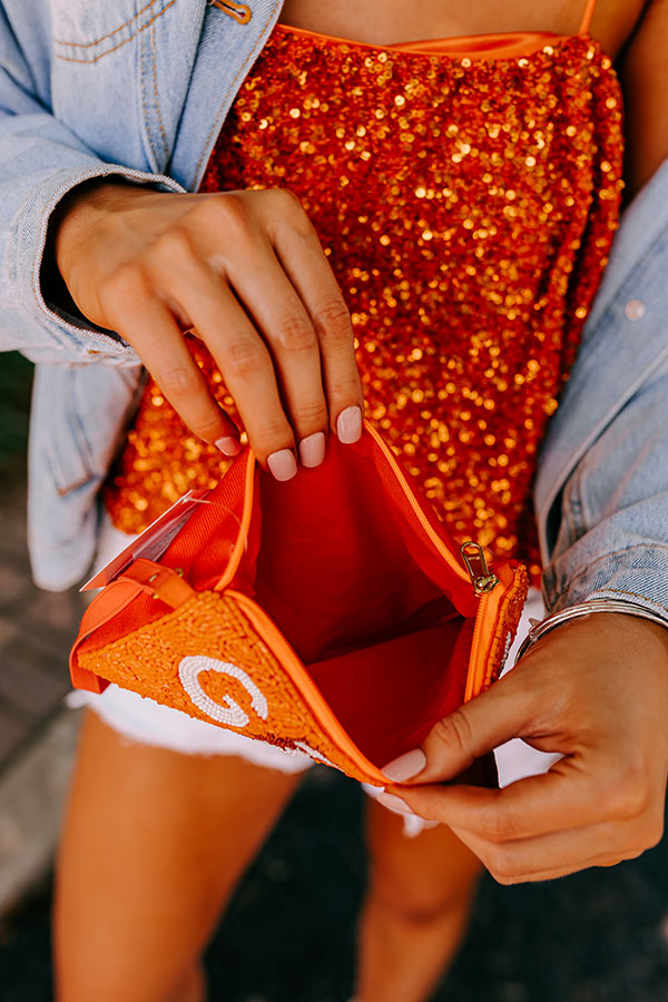 Ultimate Game Day Orange Beaded Clutch