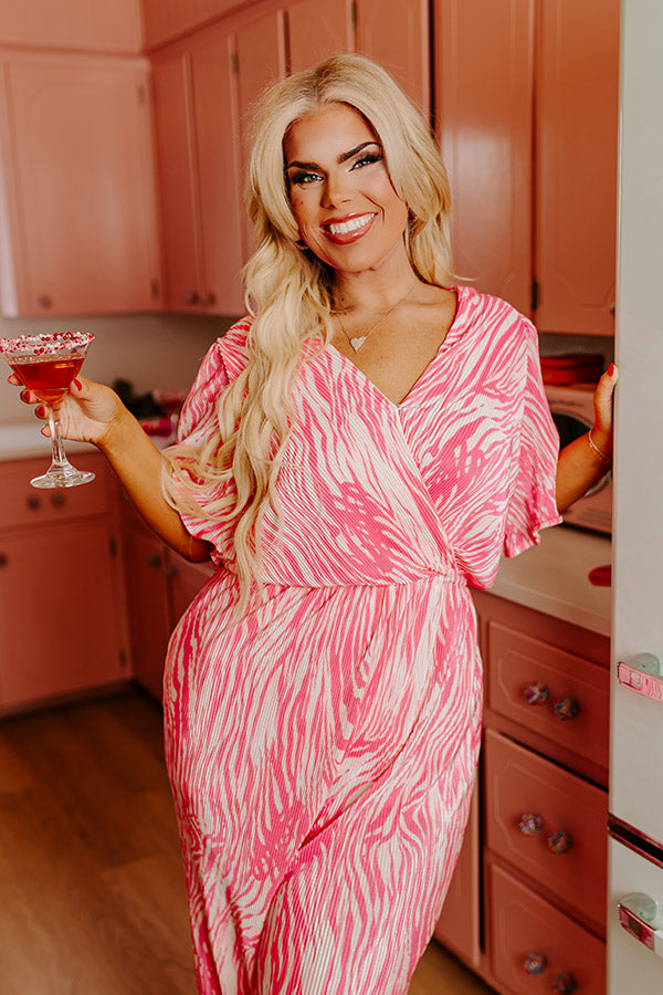 Ultimate Party Vibes Pink Pleated Jumpsuit for Curves