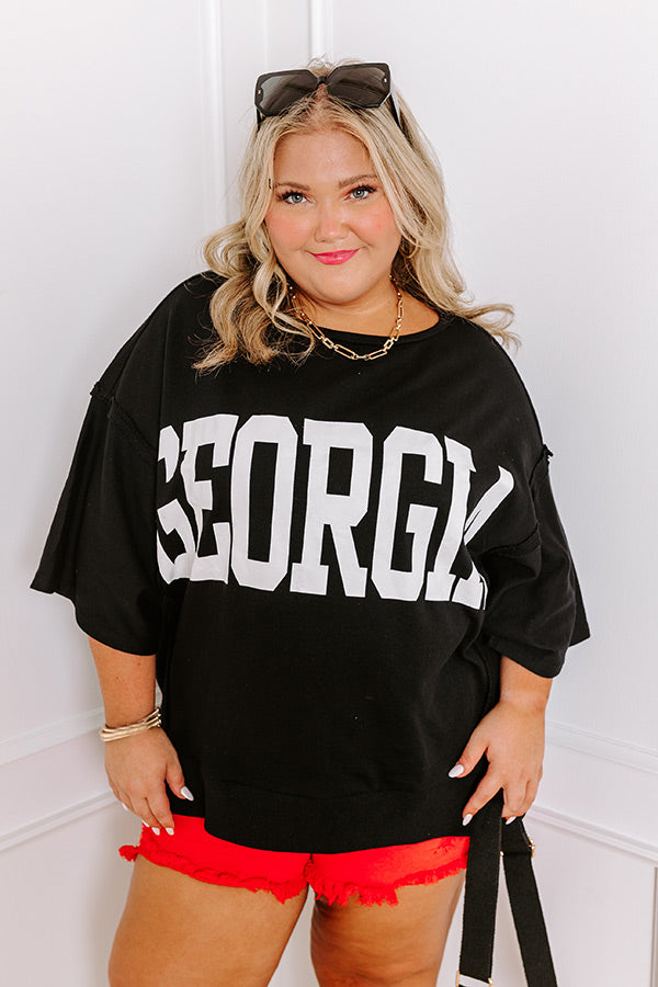 Premium Georgia Oversized Short Sleeve Sweatshirt - Ultimate Comfort & Style