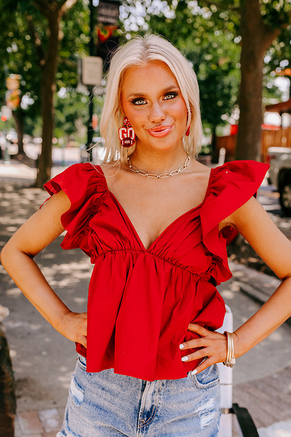 Ultimate Crimson Peplum Top - Stay Here Awhile Collection