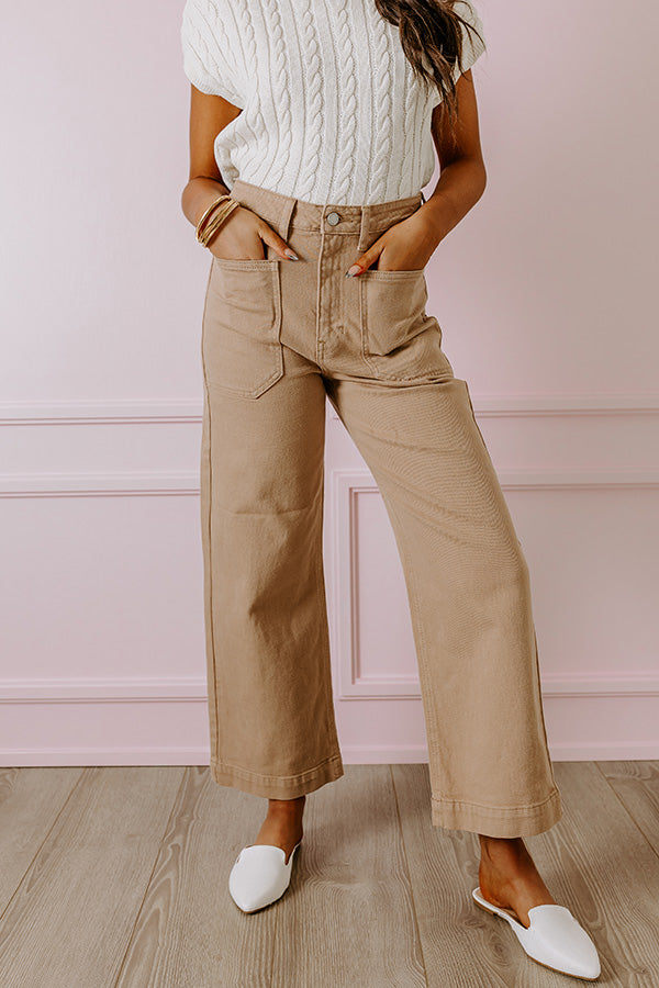 Ultimate Just USA Donna High Waist Cargo Pants in Khaki - Trendy & Functional