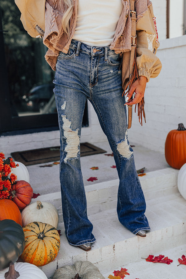 Judy Blue Premium Athena High Waist Distressed Flare Jeans