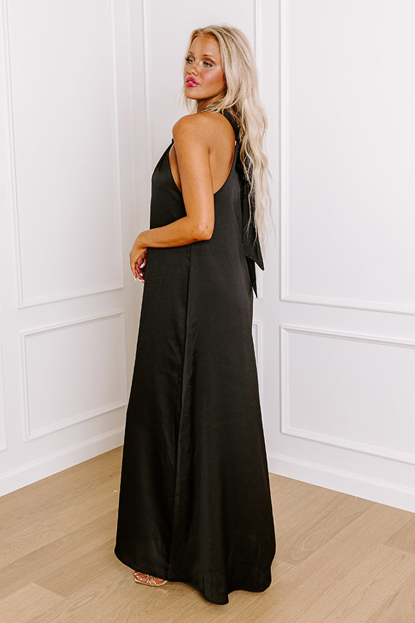 Ultimate Bali Date Night Satin Maxi Dress - Black