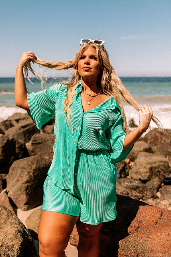 Premium Turquoise Pleated Top - Ultimate Style Upgrade