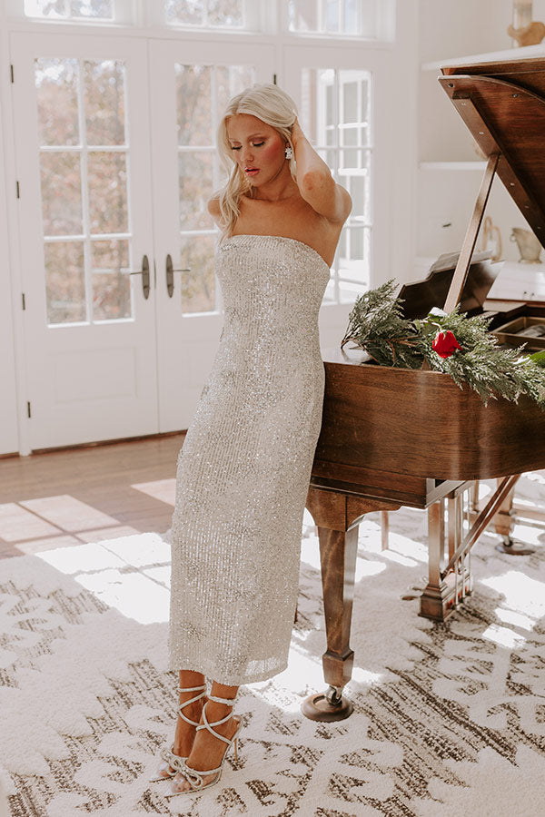 Ultimate Glam Sequin Maxi Dress - Champagne Elegance