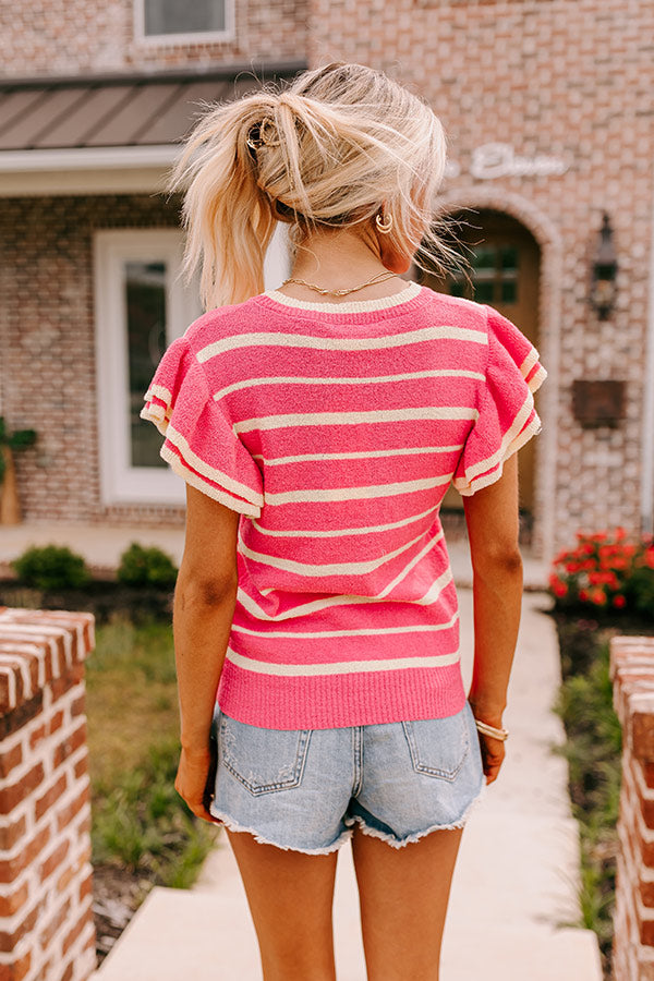 Premium Sweet Charmer Knit Stripe Top - Ultimate Pink Style