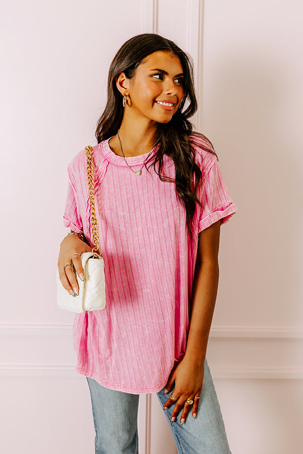 Ultimate Mineral Wash Ribbed Shift Top - Soft Pink