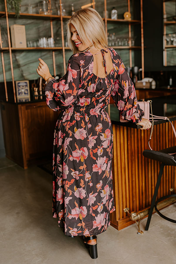 Premium Napa Valley Floral Elegance Midi Dress