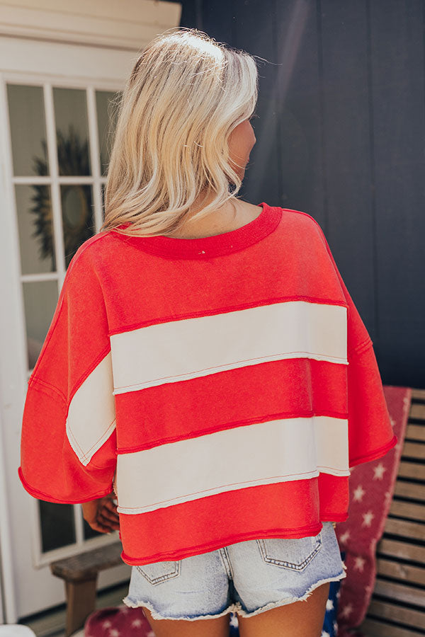 Premium Stripes & Sparklers Vintage Wash Tee - Red