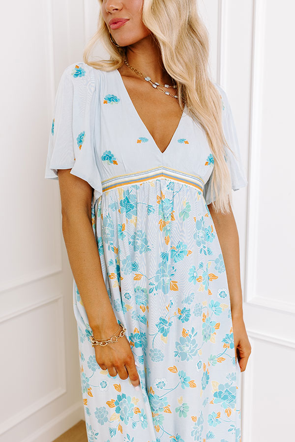 Premium Breezy Blossom Embroidered Maxi Dress