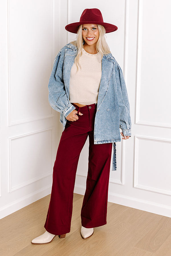 Ultimate Phoebe High Waist Wide Leg Pants in Wine - Trendy & Relaxed Style