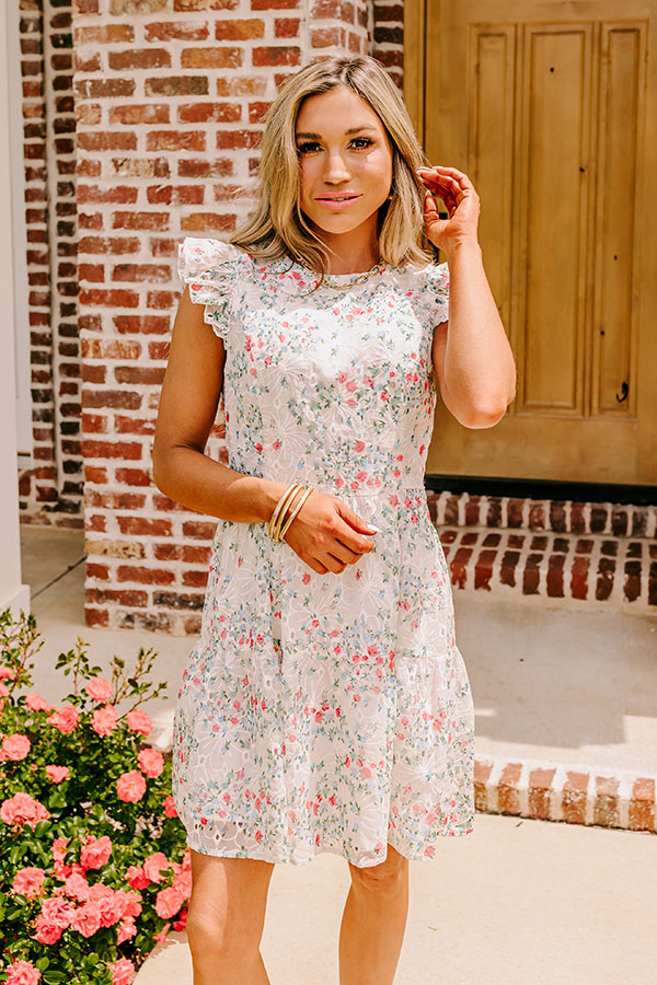 Premium English Tea Garden Embroidered Mini Dress - Summer Dream Collection