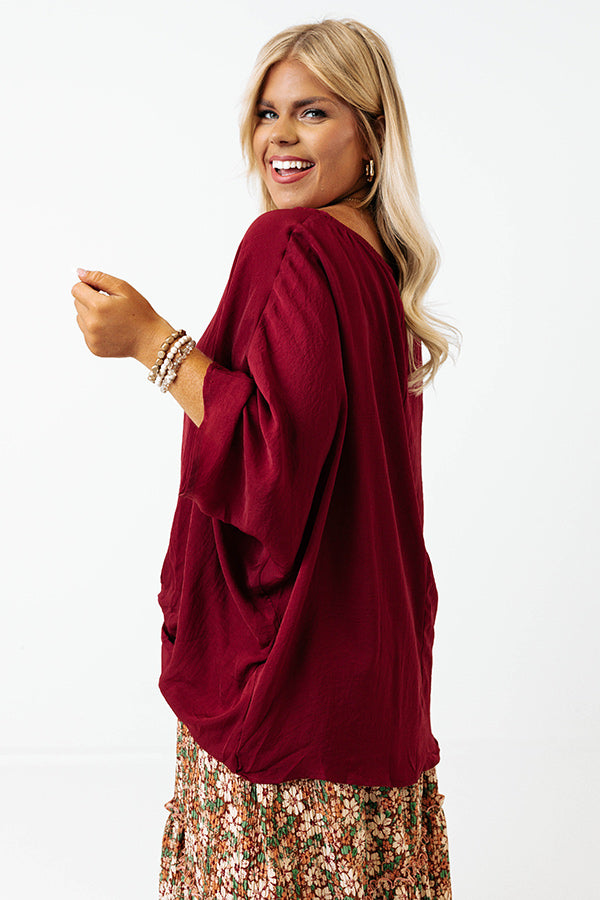 Premium Wine Curves Plus Size Shift Top - Ultimate Comfort & Style