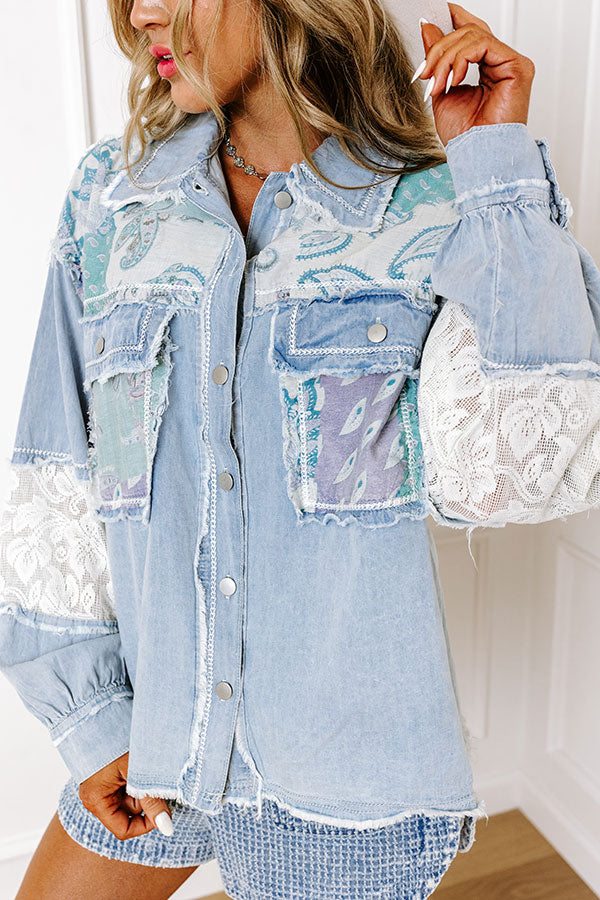 Premium Boho Chambray Jacket - Light Wash Style Essential