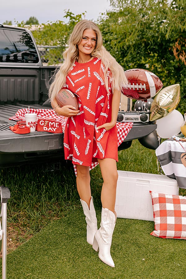 Premium Arkansas Sequin Embroidered Mini Dress - Ultimate Game Day Style