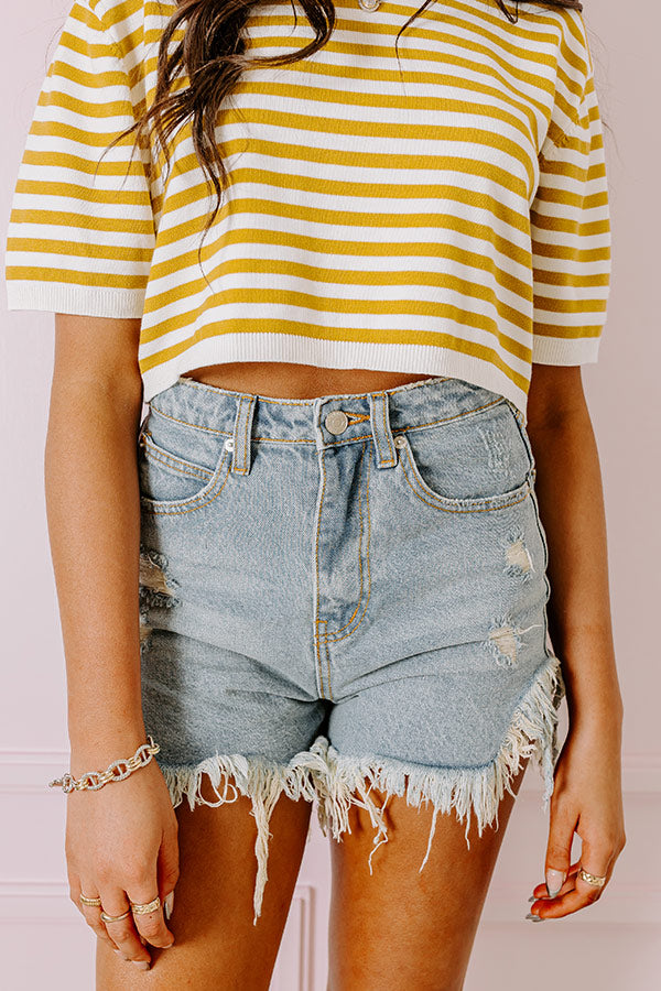 Premium High Waist Distressed Denim Shorts - Paysley Collection