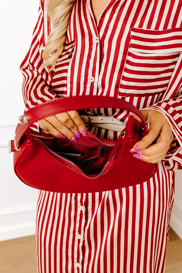 Ultimate Chic Moment Red Faux Leather Shoulder Bag