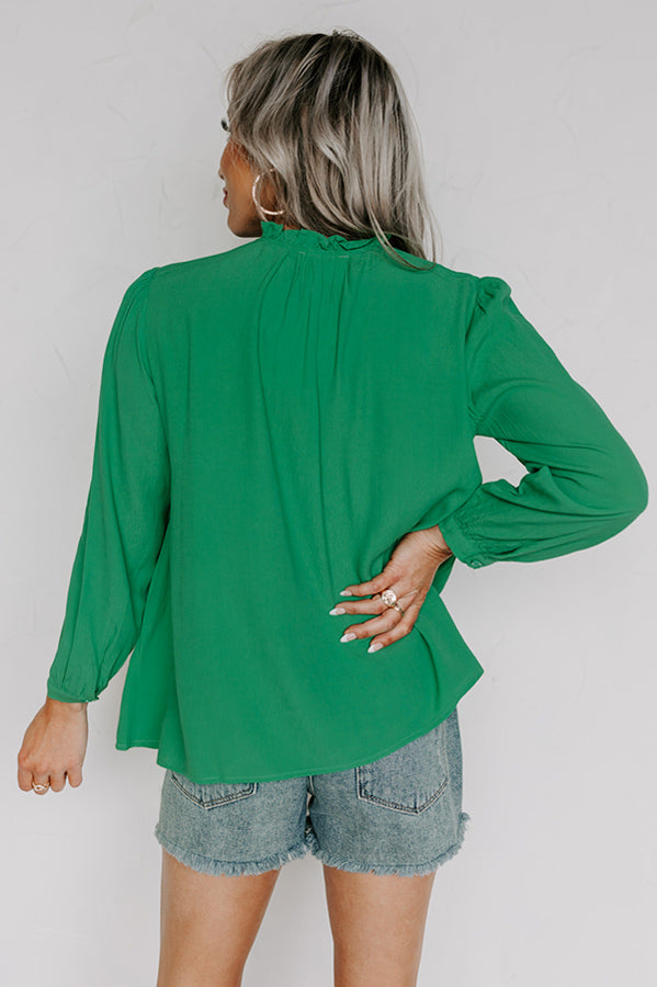 Premium Kelly Green Smocked Top - Effortless Elegance