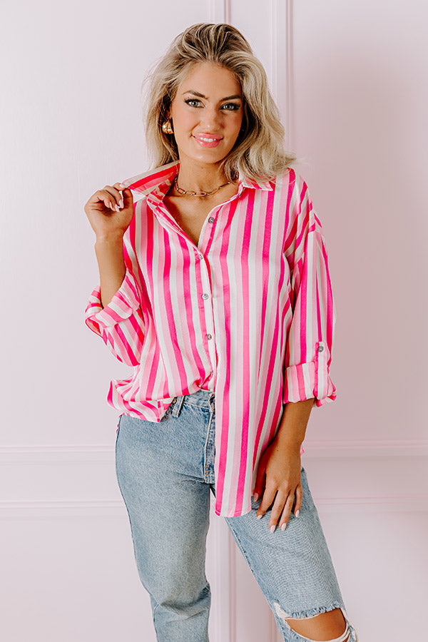 Premium Stripe Satin Button-Up Shirt