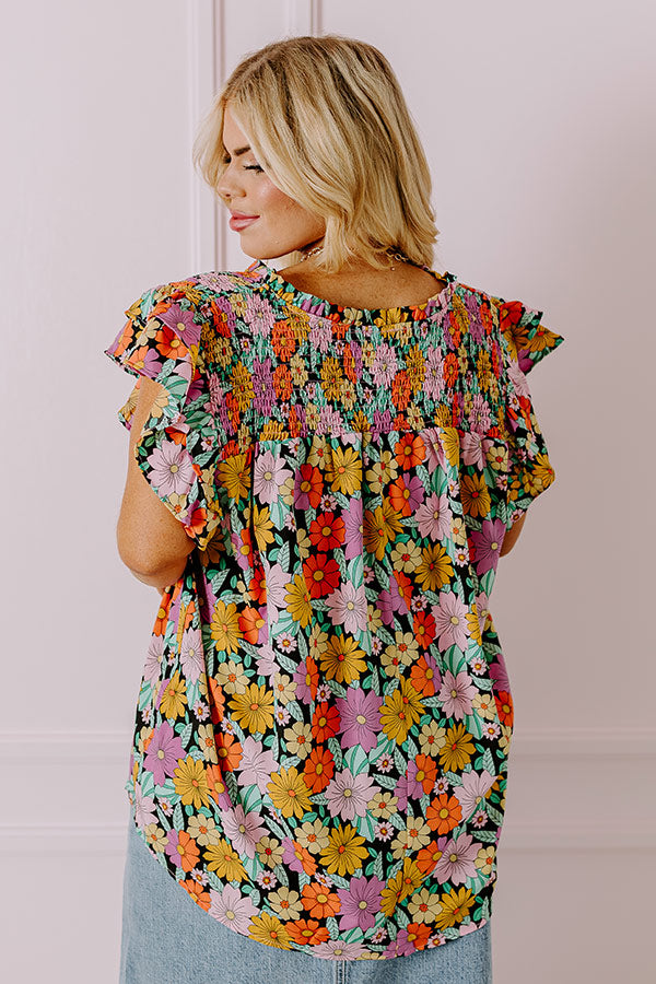 Premium Floral Galore Shift Top - Black Curves Edition