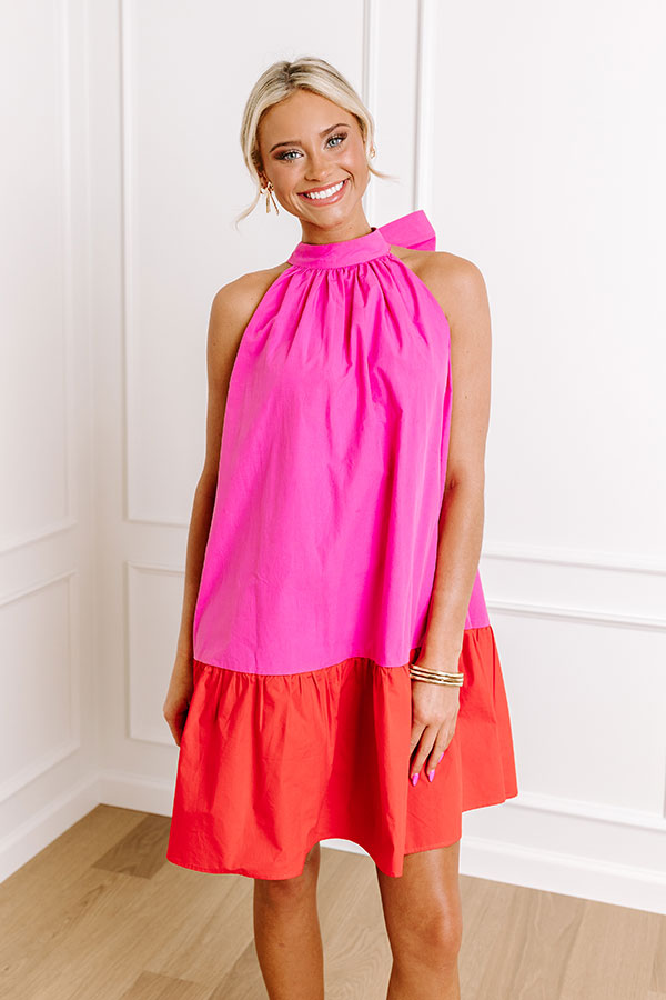 Ultimate Springtime Cocktails Color Block Dress in Bubblegum Pink