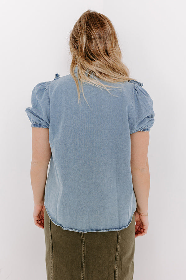 Ultimate Casual-Chic Denim Ruffle Top