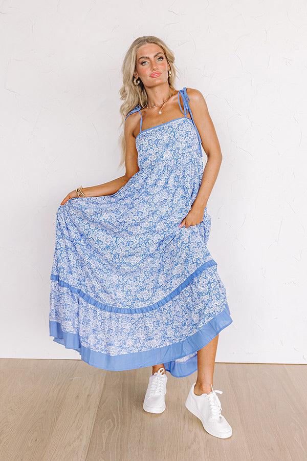 Premium Boho Floral Maxi Dress - Airy Blue | Ultimate Summer Style