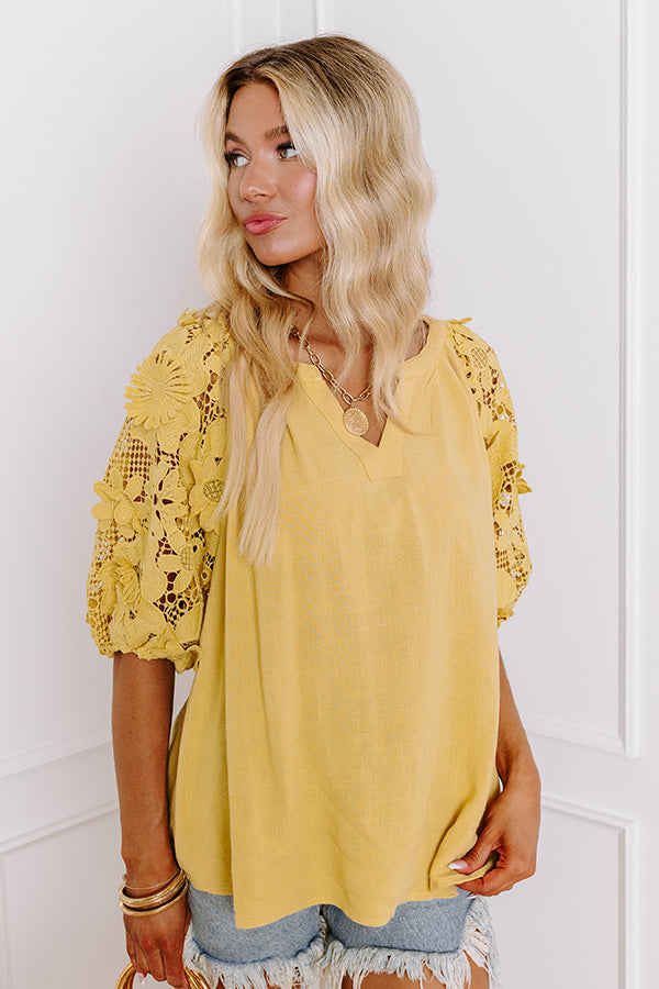 Premium Boho Love Linen-Blend Shift Top - Primrose Yellow