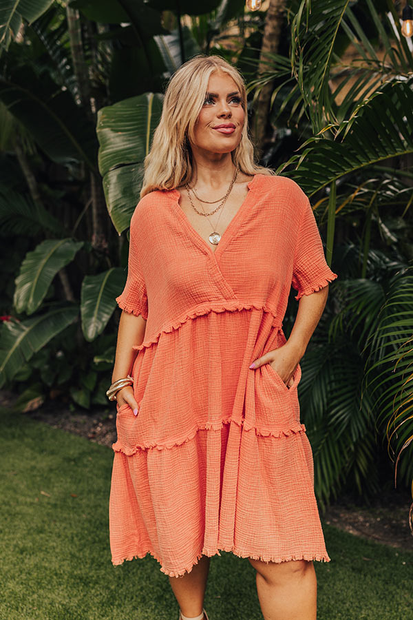 Premium Summer Mimosa Babydoll Dress - Tangerine Curves Collection