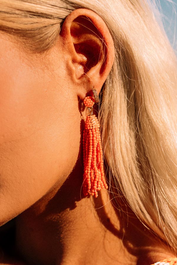 Premium Orange Beaded Tassel Earrings - Vibrant Style Upgrade