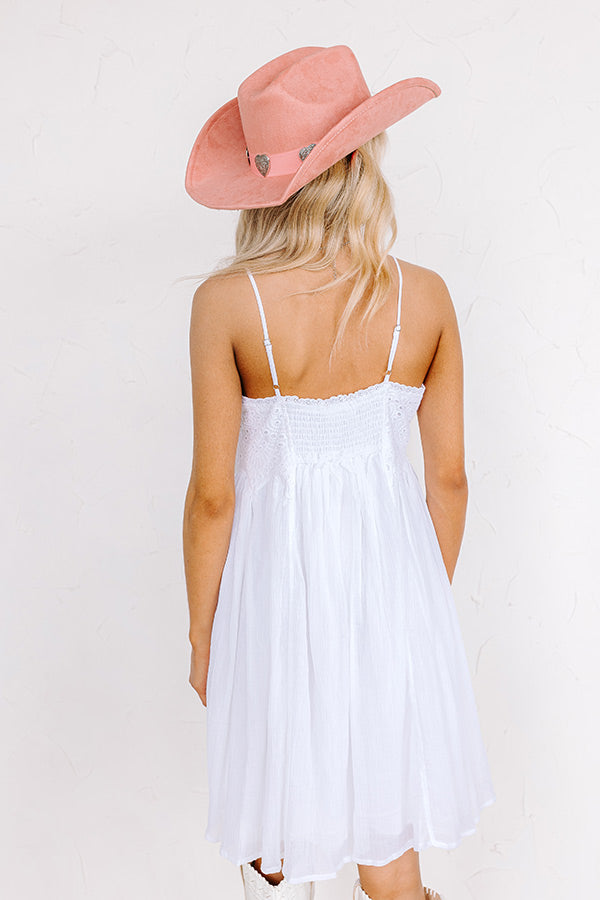 Ultimate Coastal Flair Eyelet Mini Dress in White | Summer Style Essential