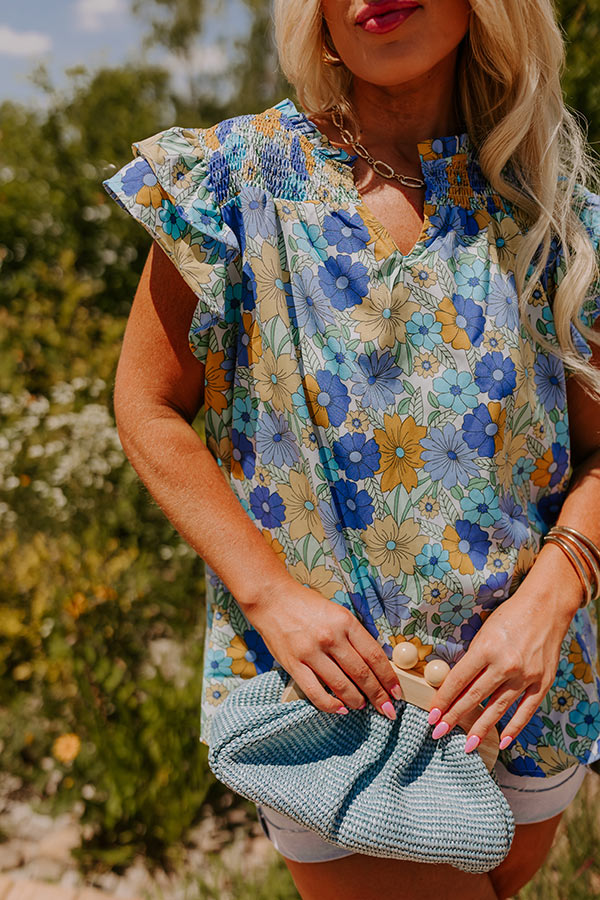 Premium Floral Shift Top - Feminine Blue Curves Design