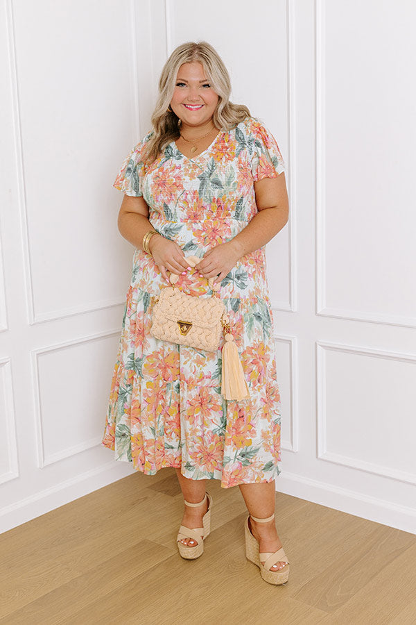 Ultimate Sunny Sangria Floral Midi Dress - Mint Curves