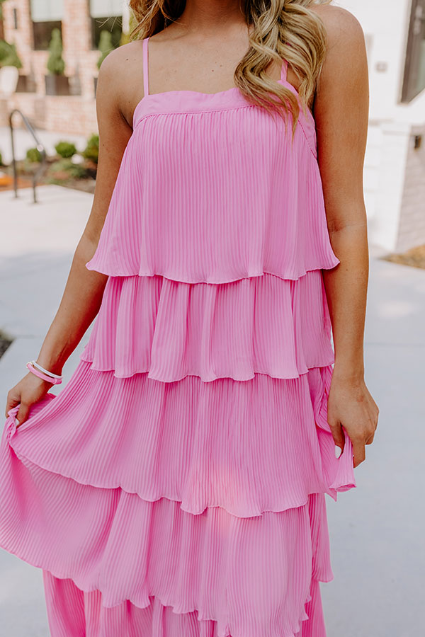 Ultimate Dreamy Mood Pleated Midi Dress - Pink